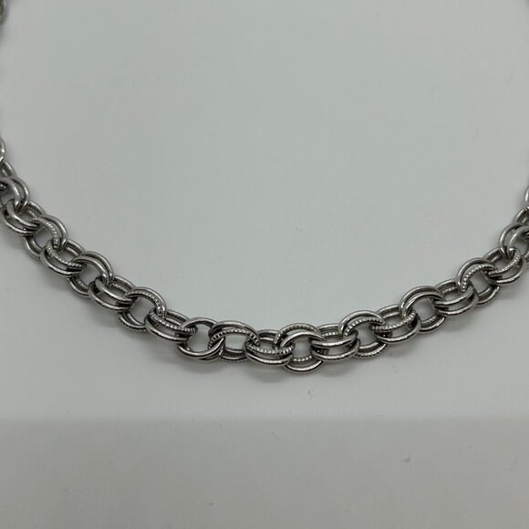 Vintage Chunky Silver-tone Chain Necklace Double Link Statement Chainmaille 20" - Picture 10 of 14